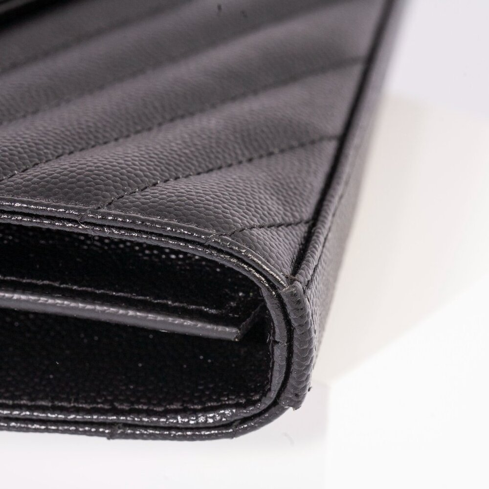 Authentic Saint Laurent Classic Cassandre Black Grain De Poudre Wallet on Chain - Picture 7 of 10